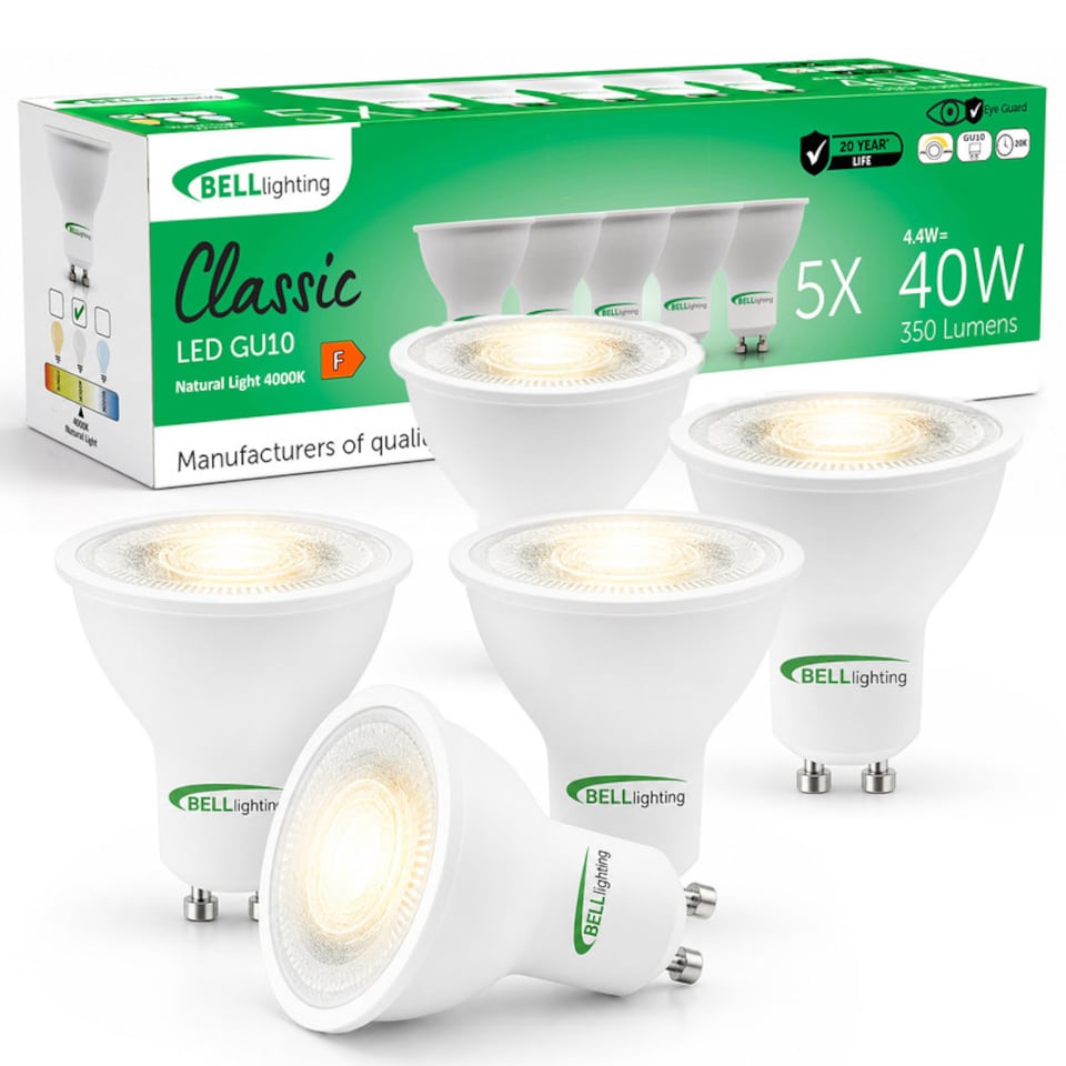 image 1 of BELL Lighting GU10 Dimmable LED Spotlight 4.4W Natural White 4000K Light Bulbs