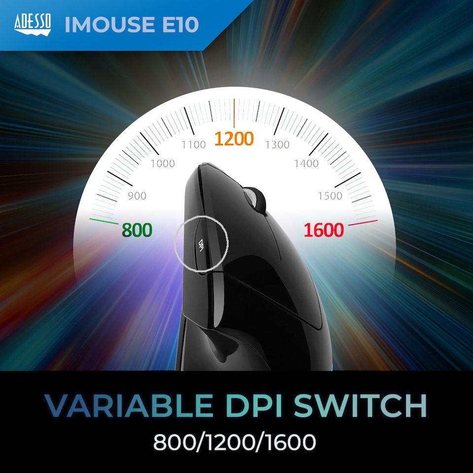 image 1 of Adesso Wireless Vertical Ergonomic Optical Mouse