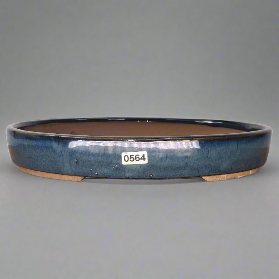 Yorkshire Bonsai 26cm Glazed Bonsai Pot Oval 26cm x 19cm x 4cm Blue