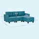 image 3 of HOMCOM Convertible Modular Sectional Sofa with Storage, Tufted 3 Seater Sofa Set, L Shaped Couch with Ottoman, Wood Frame for Living Room, Light Blue | Blue | One Size