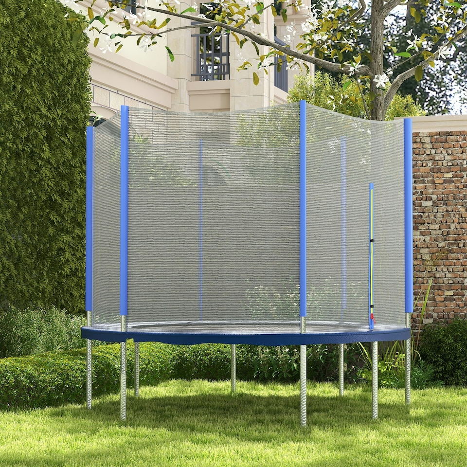 image 1 of SPORTNOW 8ft Trampoline Net Replacement Safety Net with Zipped Door, Blue