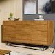 image 4 of Sideboard 160cm Oak Matt Body & Doors – 3 Door Cabinet with Black Metal Legs Bronze
