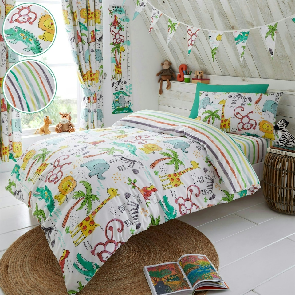 image 1 of Jungle Fun Duvet Cover Set - Single - Multi