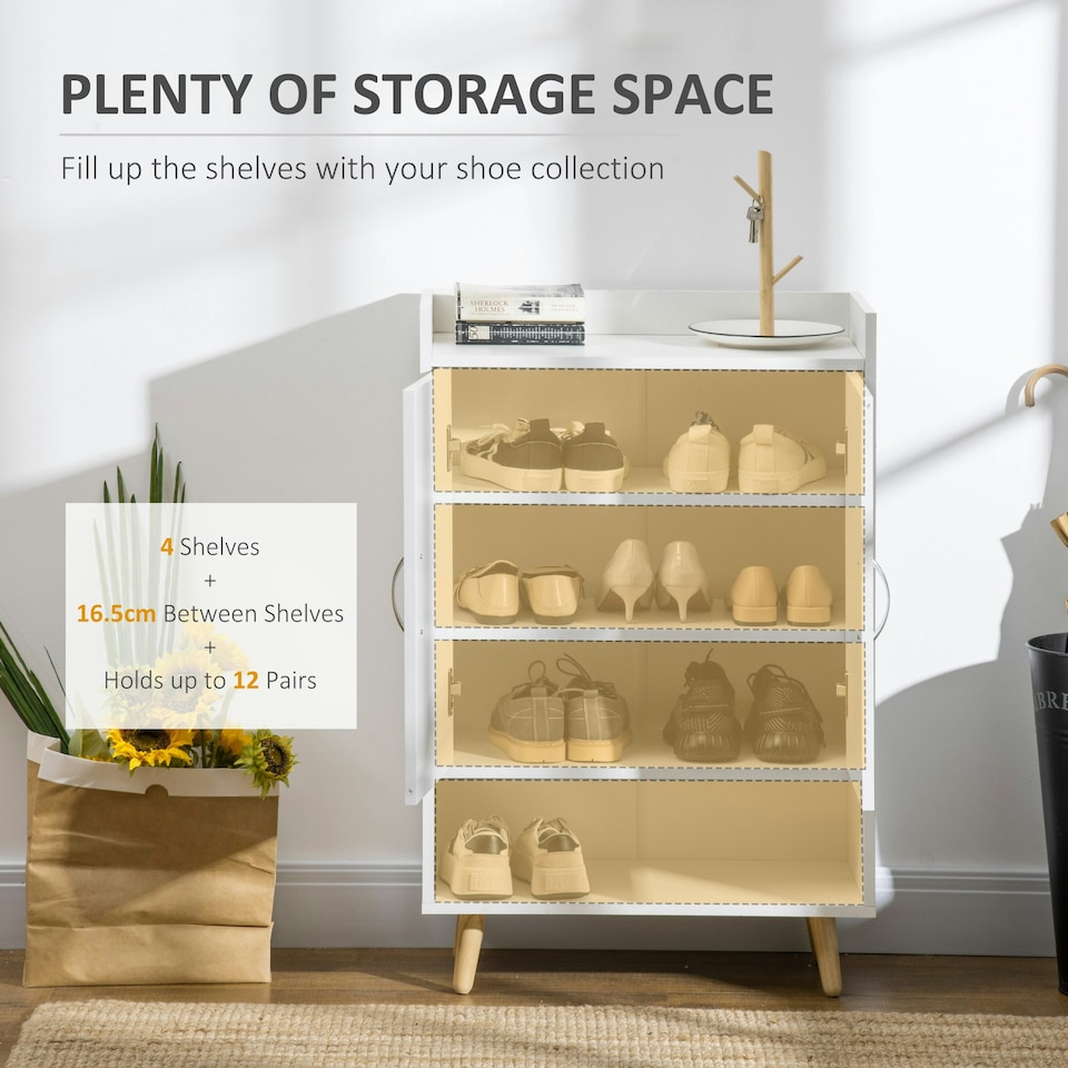 image 1 of HOMCOM Modern Shoe Cabinet Storage Organizer w/ Doors and Shelves for Entryway