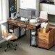 image 8 of HOMCOM Computer Writing Desk with Power Outlets, Drawers, Shelves, Brown Brown | Rustic Brown