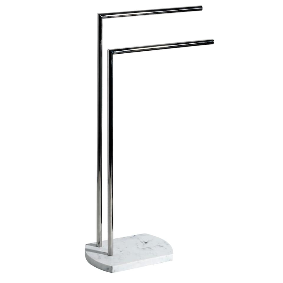 image 1 of Showerdrape Octavia White Marble & Chrome Freestanding Towel Stand