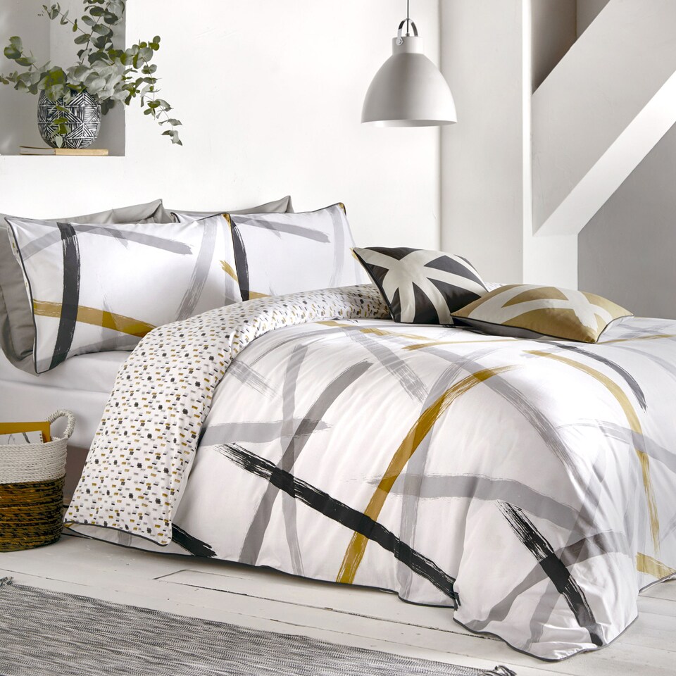 image 1 of Appletree Leda Duvet Cover Set Grey/Ochre