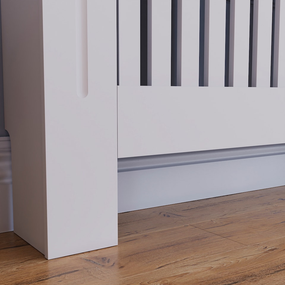 image 1 of Vida Designs Chelsea Radiator Cover Painted MDF Slatted Cabinet, White, 112cm