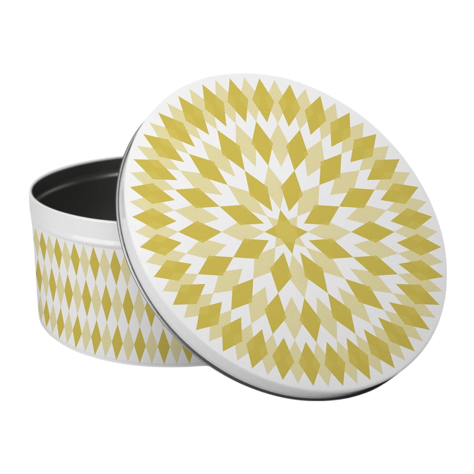 image 1 of Yellow Argyle Pattern Large Round Cake Tin