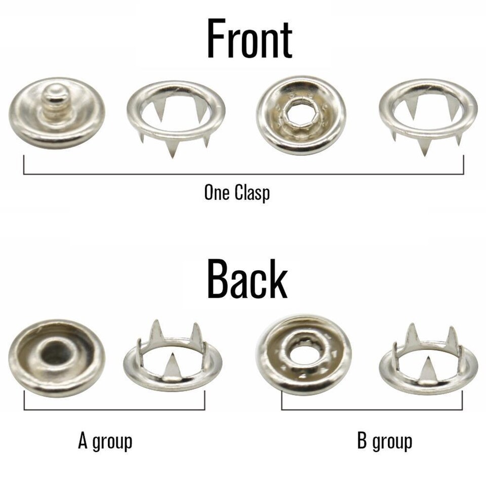 image 1 of 11mm Silver Snap Poppers Prong Ring Press Studs for DIY crafts - 50pcs