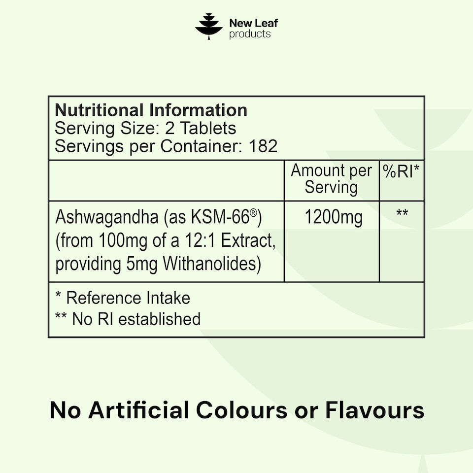 image 1 of Ashwagandha KSM-66 1200mg Root Extract - 365 Vegan Tablets