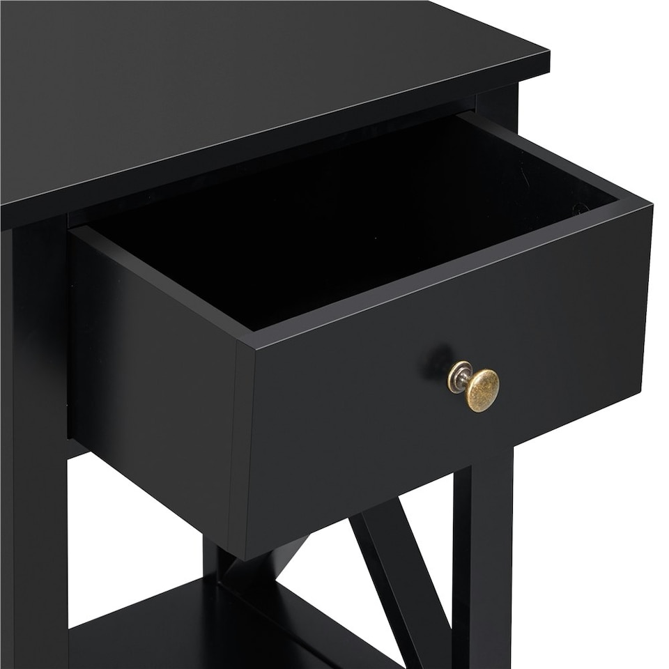 image 1 of Yaheetech X Shape End Table Black