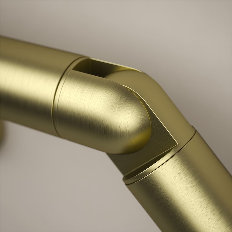 image 1 of Rothley Adjustable Elbow Bannister Staircase Handrail Satin Brass 40mm