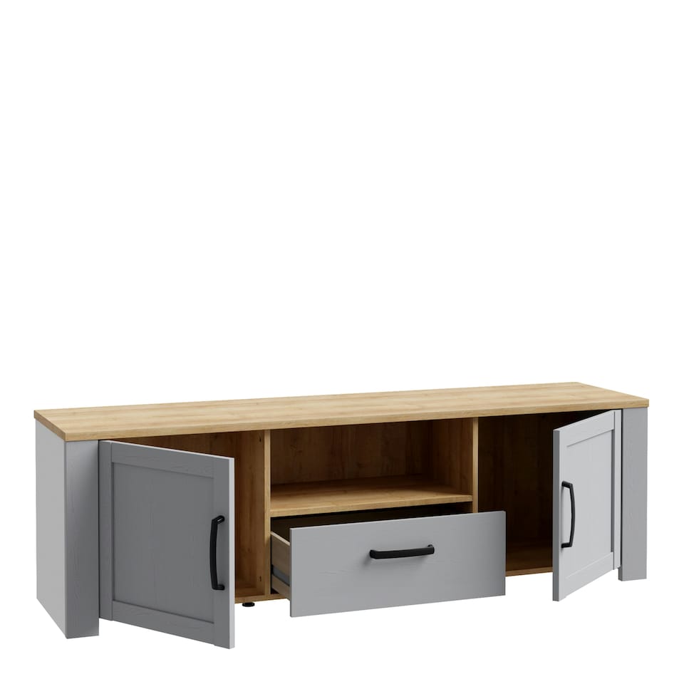 image 1 of Bohol 2 Door 1 Drawer TV Unit in Riviera Oak/Grey Oak