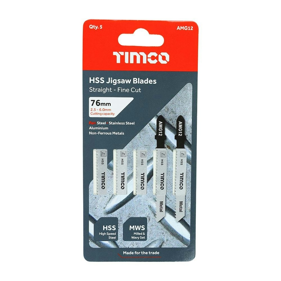 image 1 of Timco - Jigsaw Blades - Metal Cutting - HSS Blades (Size T118B - 5 Pieces)