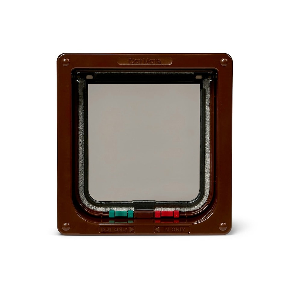 image 1 of Cat Mate 4-Way-Locking Cat Flap with Liner to 50mm (2 inches) – Brown (235B)