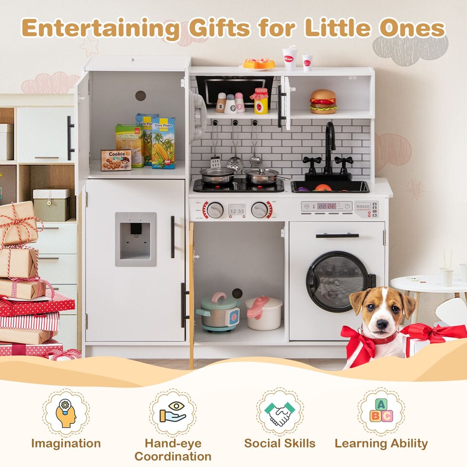 image 1 of COSTWAY Play Kitchen Toy Set Kitchen Playset Kids Chef Pretend Play Toy