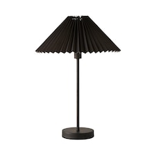 ValueLights Akira Black Pleat Shade Table Lamp & Bulb | Black