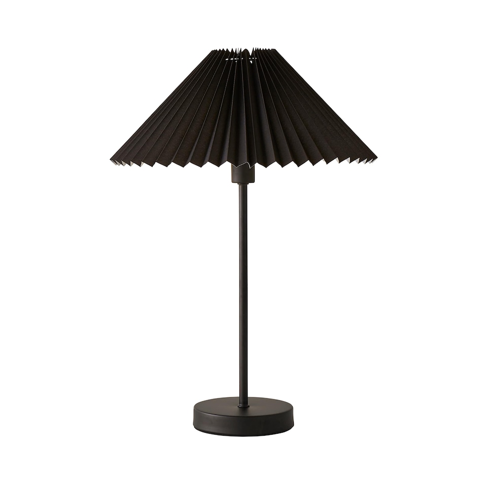 image 1 of ValueLights Akira Black Pleat Shade Table Lamp & Bulb | Black