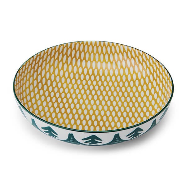 Mikasa Glazed Stoneware Coupe Pasta Bowl, Green Leaf Design, 21cm