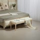 image 2 of HOMCOM End of Bed Bench Upholstered Foot Stool Linen-Touch Ottoman Cream
