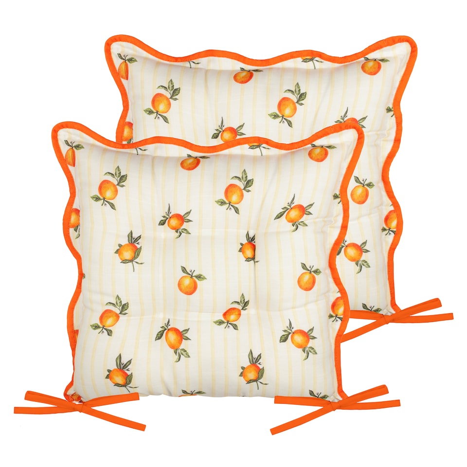 image 1 of Furn Fruits Oranges 2-Pack Indoor/Outdoor Seat Pads | Yellow | Yellow