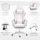 image 7 of Vinsetto Computer Gaming Chair, PU Leather Office Desk Chair with Footrest, Swivel Wheels, 135 Reclining Back, Lumbar Support, Headrest for Home, White and Pink