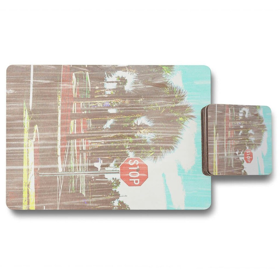 image 1 of stop (Placemat & Coaster Set)