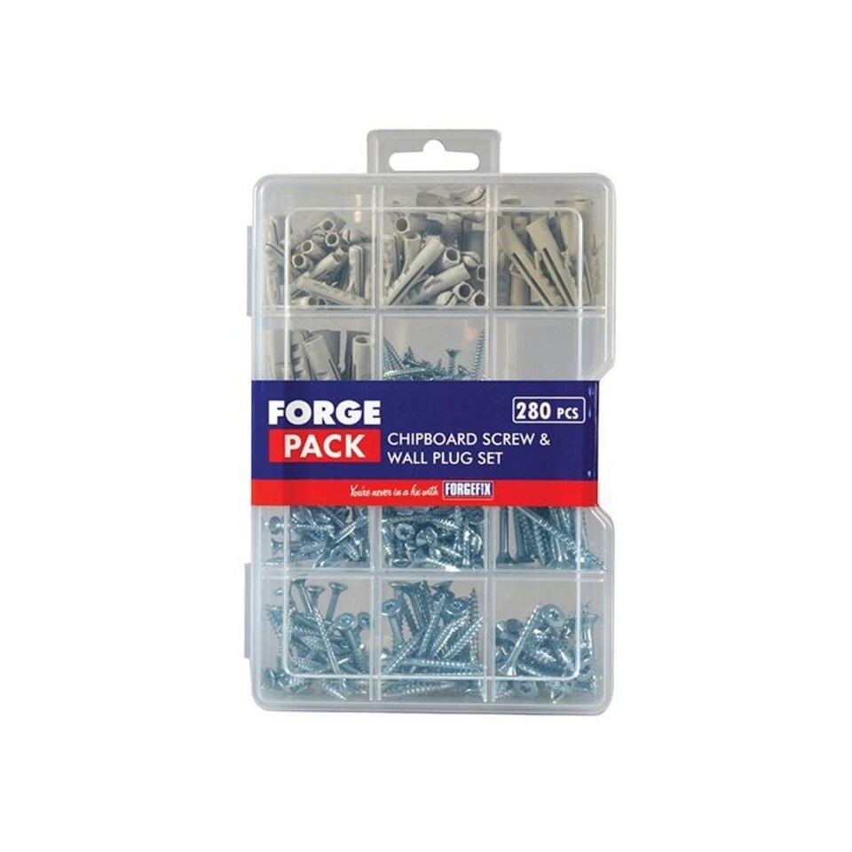 Forgefix Screw & Wall Plug Kit Forgepack 280 Piece - Multi Colour - One Size