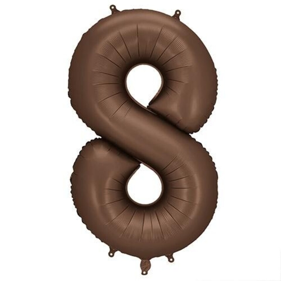 image 1 of Mocha Brown Number 8 Helium Foil Giant Balloon 86cm / 34 in | Brown