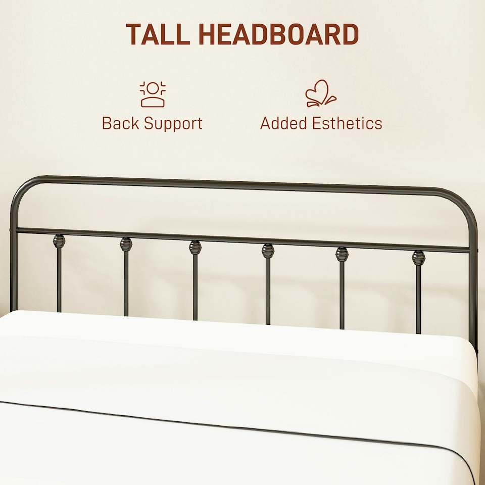 image 1 of HOMCOM 5ft Metal King Platform Bed Frame w/ Underbed Storage Headboard Black