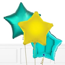 Tiffany Blue, Jade Green & Yellow Foil Star Trio Balloons