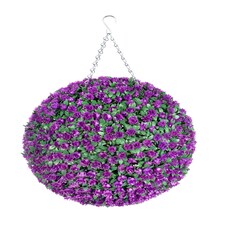 Best Artificial 38cm Purple Rose Hanging Basket Flower Topiary Ball - Suitable for Outdoor Use - Weather & Fade Resistant