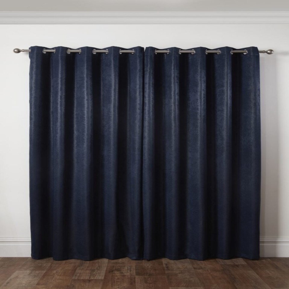 image 1 of Metro Thermal Blackout Eyelet Curtains 116cm x 183cm Navy Blue | Blue