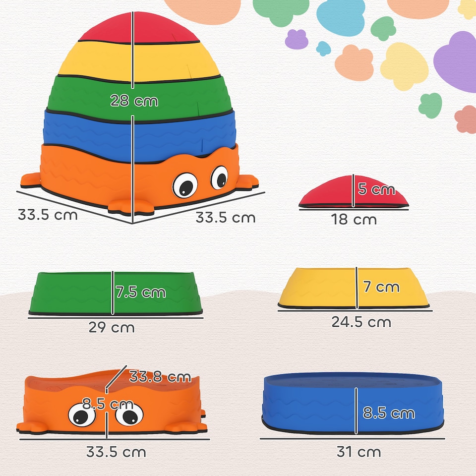 image 1 of AIYAPLAY 5PCS Kids Stepping Stones, Frog-Shaped Balance Stepping Stones | Multi | Red, yellow, green, blue, orange
