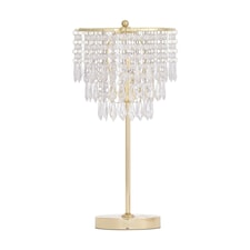 First Choice Lighting Cascada Gold and Acrylic Crystal Jewelled Table Lamp Gold | Clear