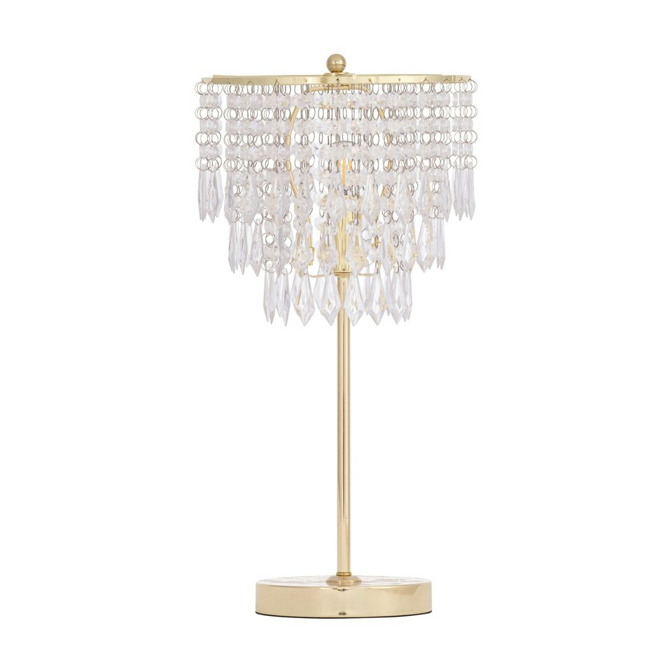 image 1 of First Choice Lighting Cascada Gold and Acrylic Crystal Jewelled Table Lamp Gold | Clear