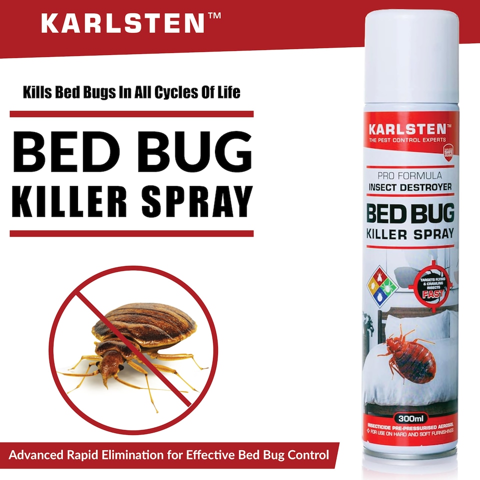 image 1 of Karlsten Bed Bug Killer Spray 300ml High-Strength Formula Kills Bed Bugs and Dust Mites on Mattresses and Home Surfaces