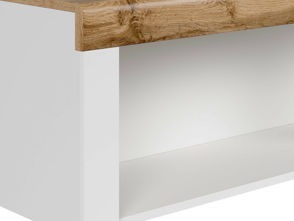 image 1 of Wall Shelf Cabinet Display Storage Open Panel Unit White Gloss Oak Effect Holten