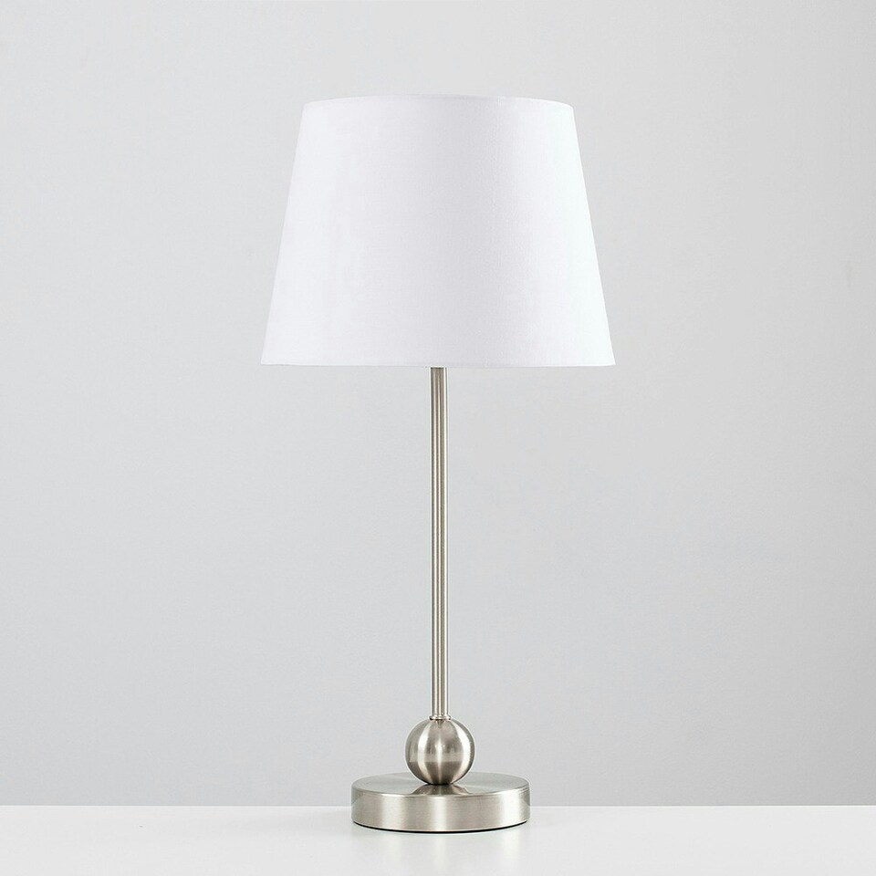 image 1 of ValueLights Silver Table Lamp White Shade White