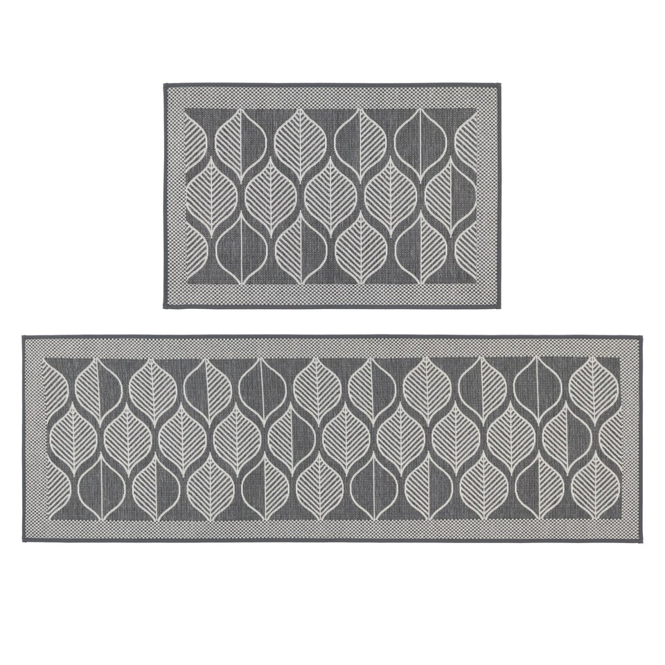image 1 of JVL Expression Machine Washable Entrance Doormat and Runner Set - Leaves