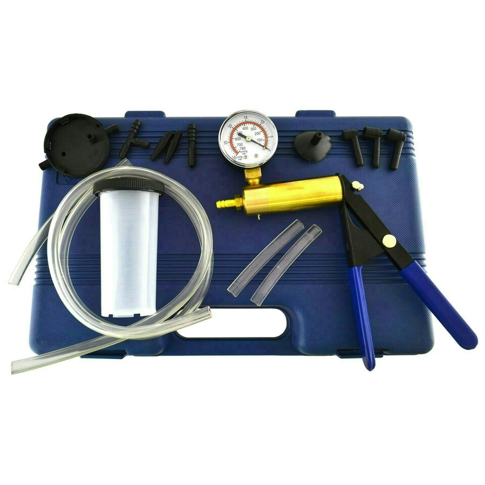 image 1 of 16pc Hand Held Vacuum Pump Brake Line Bleed Car Bike Bleeder Suction TE873