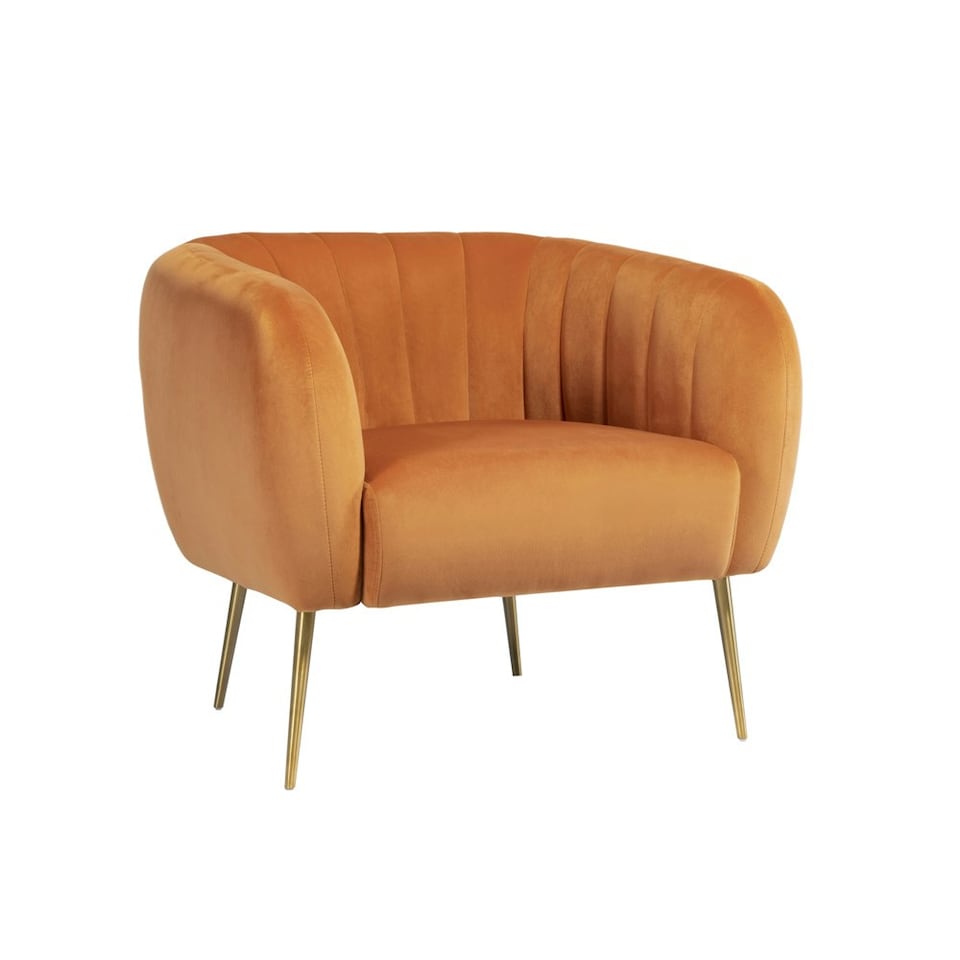 image 1 of Matilda Velvet Fabric Accent Chair - Orange