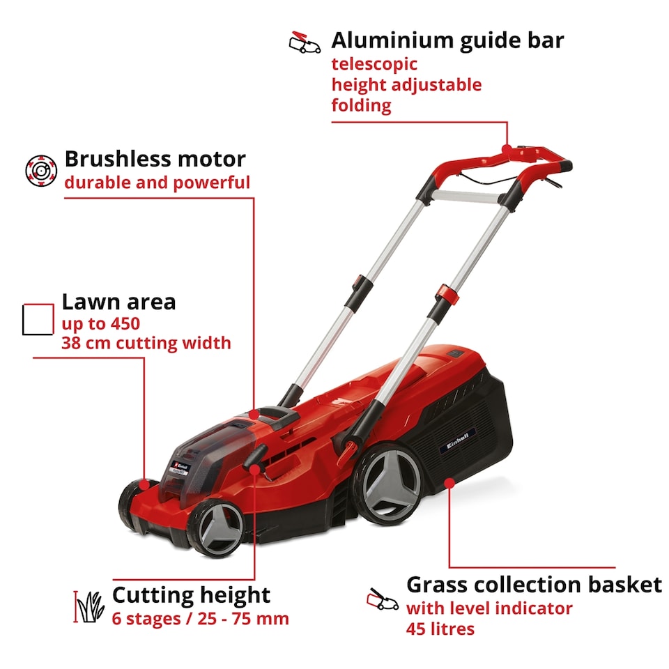 image 1 of Einhell Cordless Lawnmower 38cm 36V PXC RASARRO 36/38 (2x4 Ah)