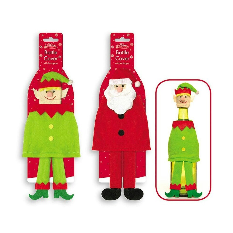 image 1 of Novelty Christmas Bottle Cover with Fun Topper