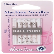 Hemline Ball Point Sewing Machine Needles 70/10 for Dressmaking - per pack of 5