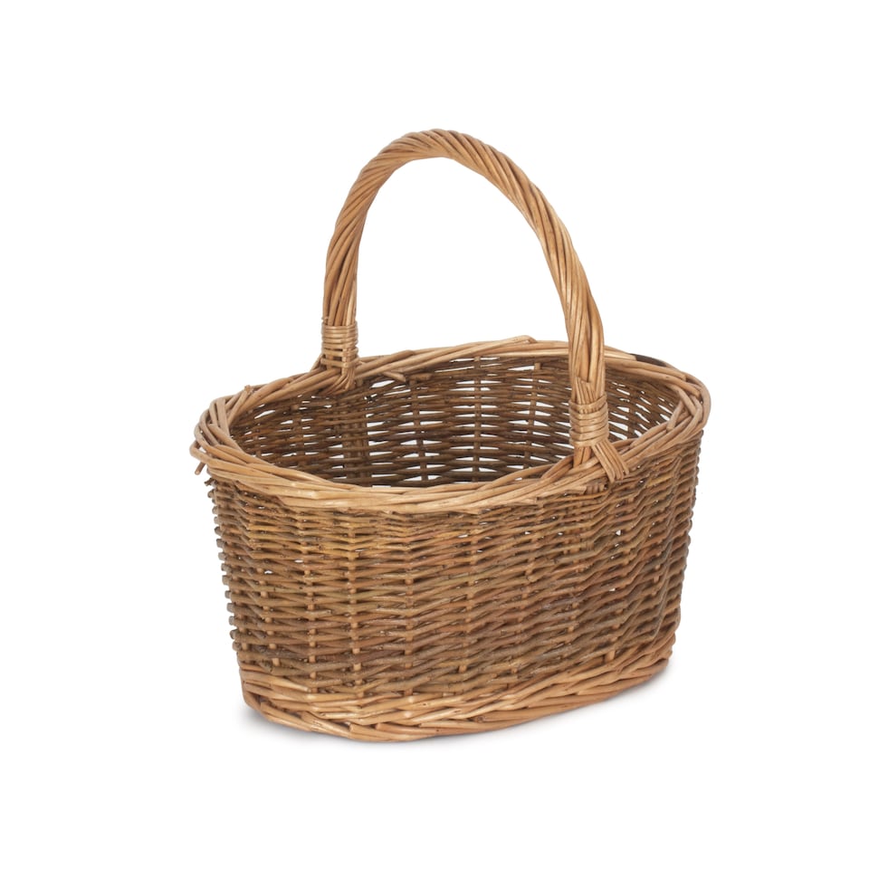 image 1 of Small Childs Country Oval Wicker Shopping Basket | Brown | Brown | S