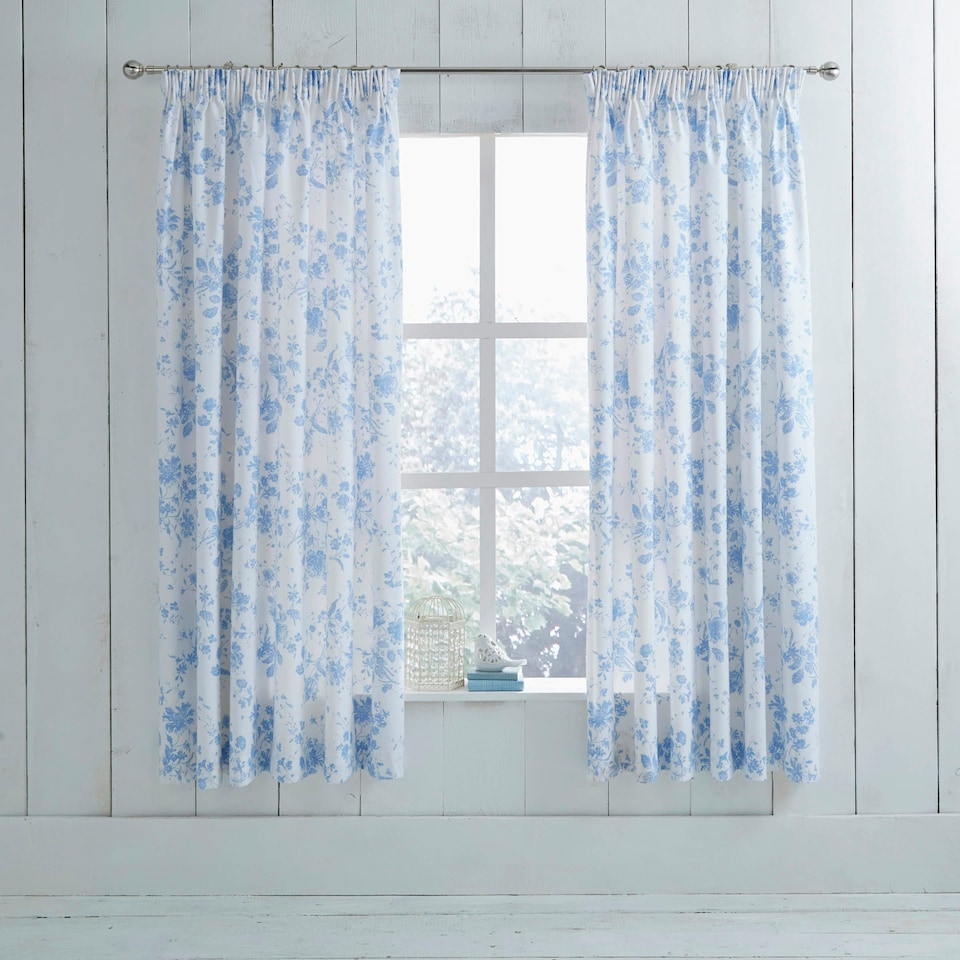 image 1 of Charlotte Thomas Amelie Blue Pencil Pleat Curtains - 168 x 183cm