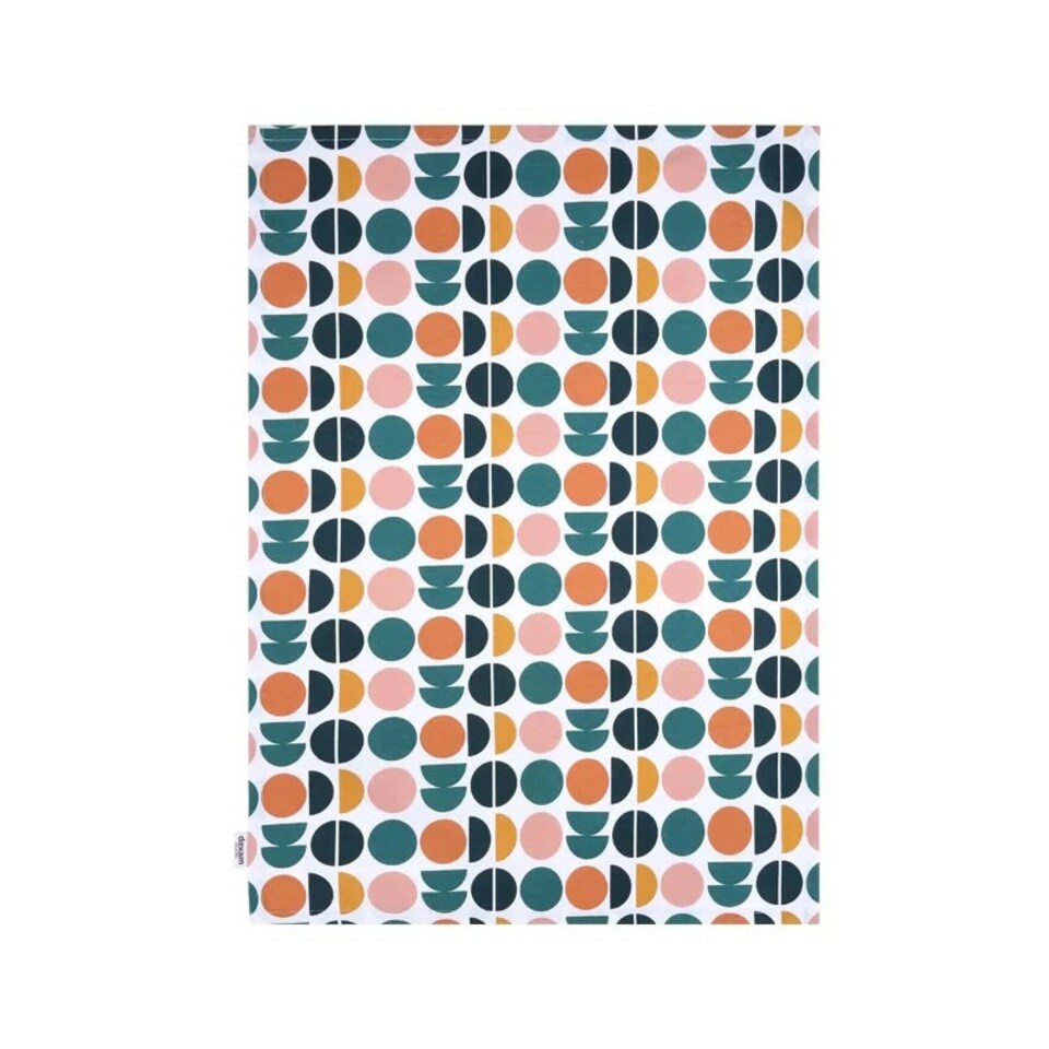 image 1 of Dexam Set of 2 Retro Spot Teal Tea Towels N/A