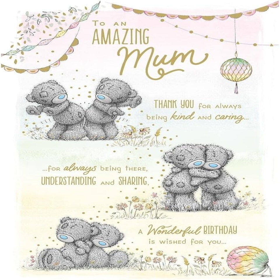 image 1 of Bears In Flowers Hugging Mum Birthday Card